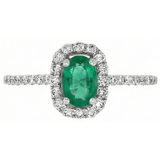 Grüner Smaragd und Aus der Erde Abgebauter Natürlicher Diamanten 5,25 Karat Ehering 14K WG