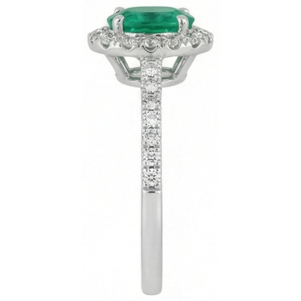 Grüner Smaragd und Aus der Erde Abgebauter Natürlicher Diamanten 5,25 Karat Ehering 14K WG