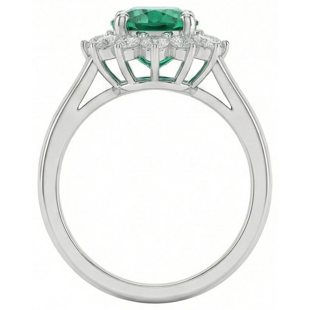 Grüner Smaragd- und Aus der Erde Abgebauter Natürlicher Diamantring 3.50 Karat Lady Gold Schmuck