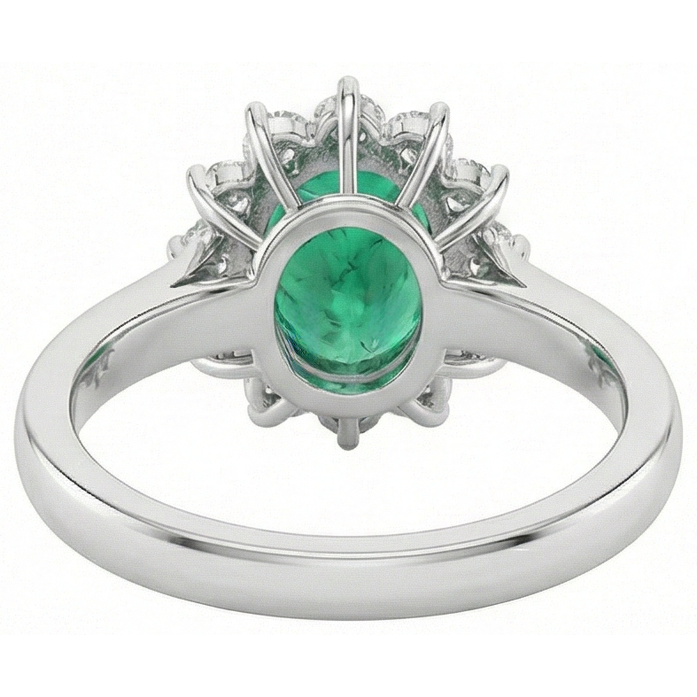 Grüner Smaragd- und Aus der Erde Abgebauter Natürlicher Diamantring 3.50 Karat Lady Gold Schmuck