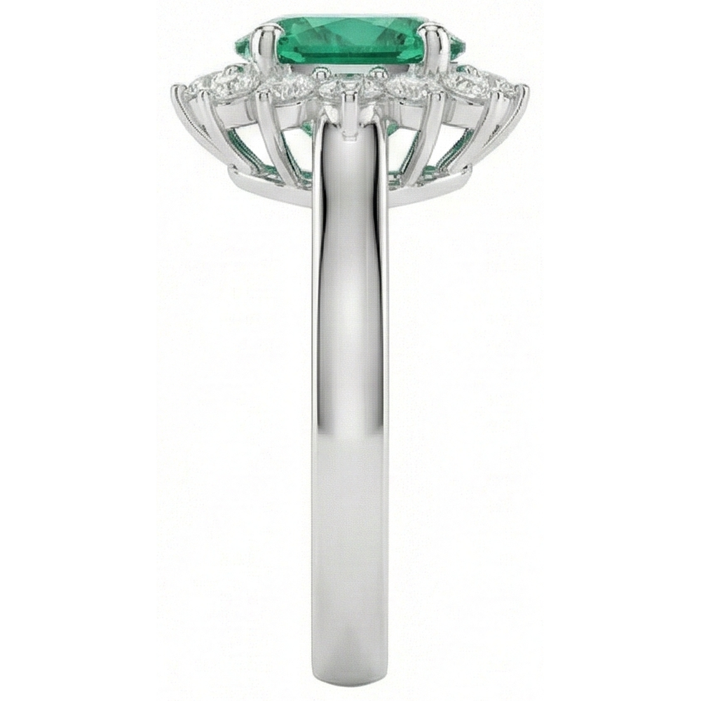 Grüner Smaragd- und Aus der Erde Abgebauter Natürlicher Diamantring 3.50 Karat Lady Gold Schmuck