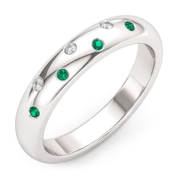 Gypsy Aus der Erde Abgebauter Natürlicher Diamant Green Smaragd Band 1,10 Karat Weißgold 14K