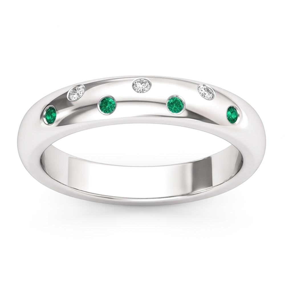 Gypsy Aus der Erde Abgebauter Natürlicher Diamant Green Smaragd Band 1,10 Karat Weißgold 14K