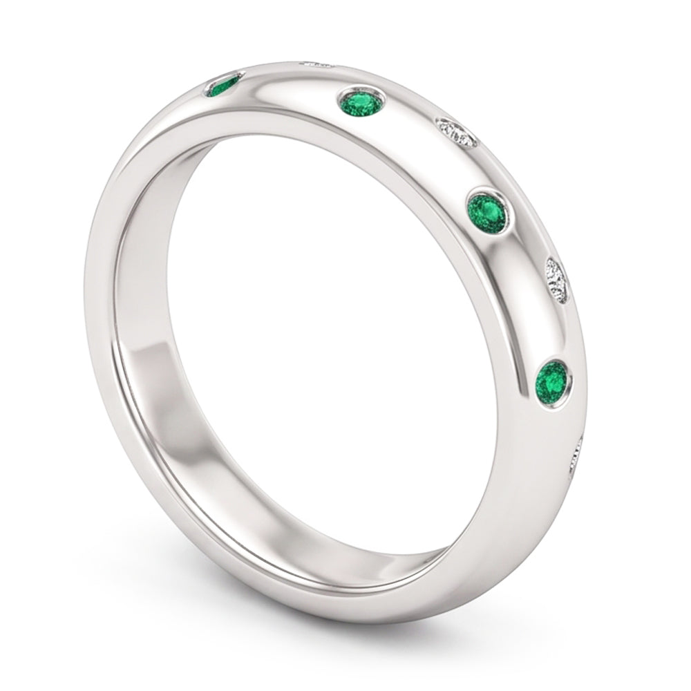 Gypsy Aus der Erde Abgebauter Natürlicher Diamant Green Smaragd Band 1,10 Karat Weißgold 14K