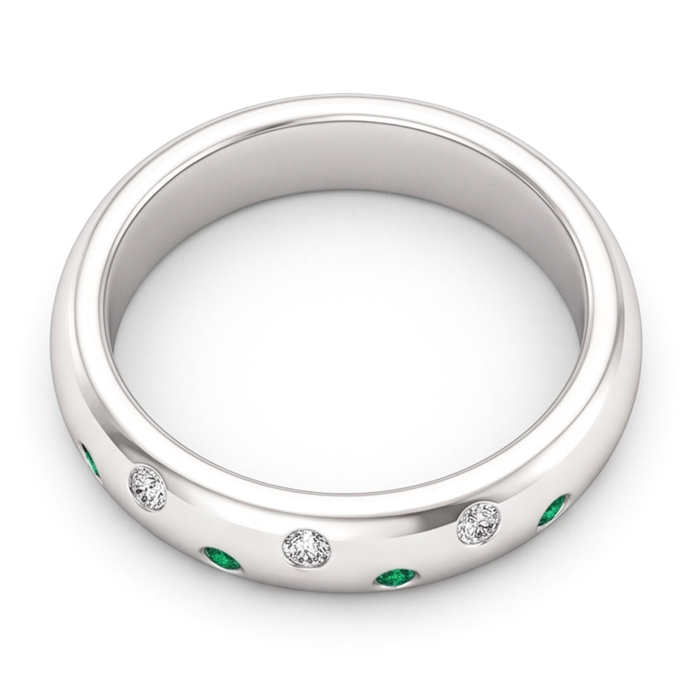 Gypsy Aus der Erde Abgebauter Natürlicher Diamant Green Smaragd Band 1,10 Karat Weißgold 14K