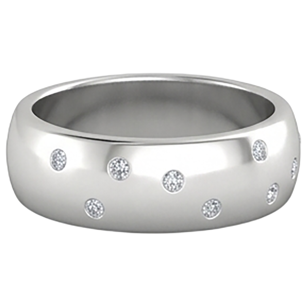 Gypsy Set Runder Echt Aus der Erde Abgebauter Natürlicher Diamantring 0.90 Karat Weißgold 14K Herrenring