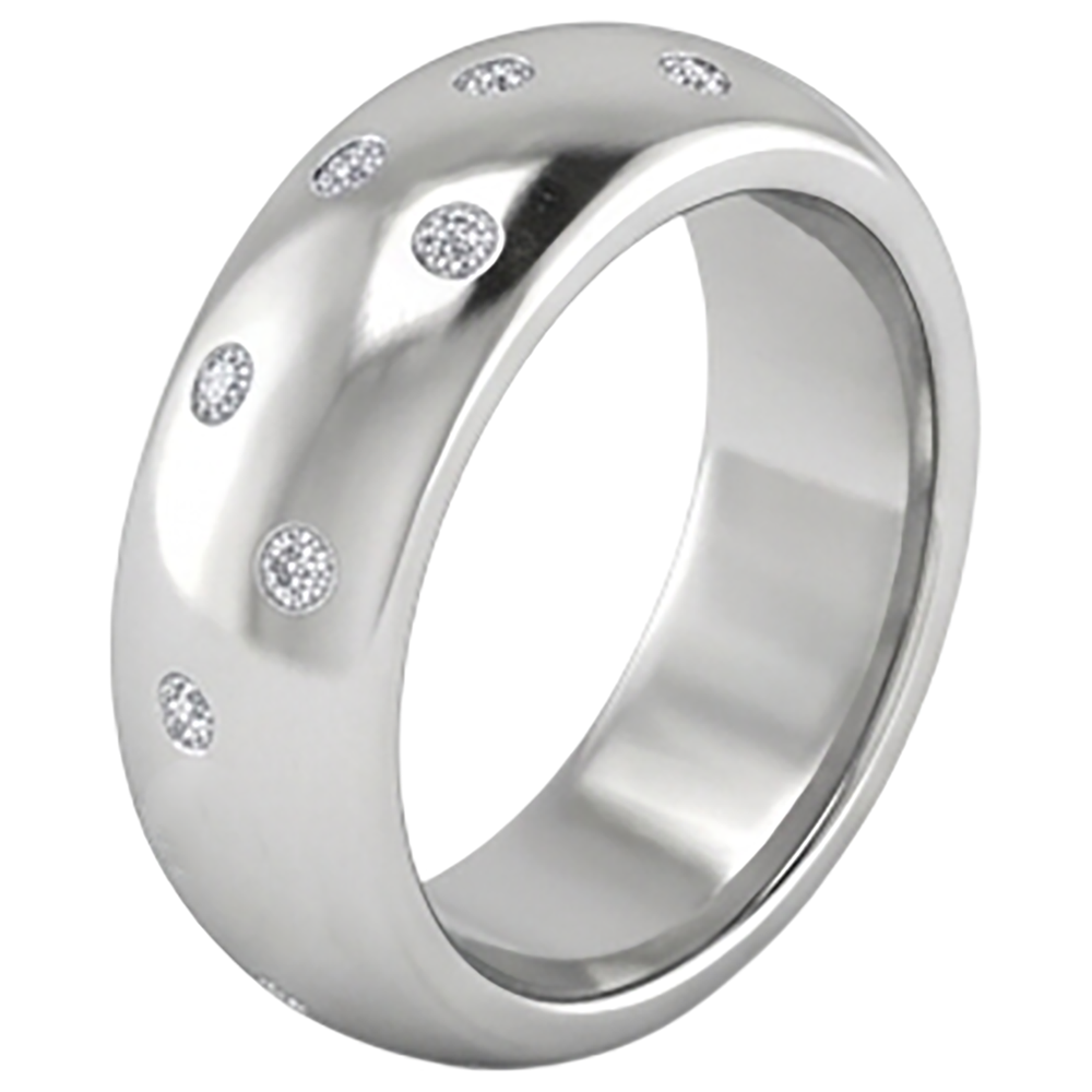 Gypsy Set Runder Echt Aus der Erde Abgebauter Natürlicher Diamantring 0.90 Karat Weißgold 14K Herrenring
