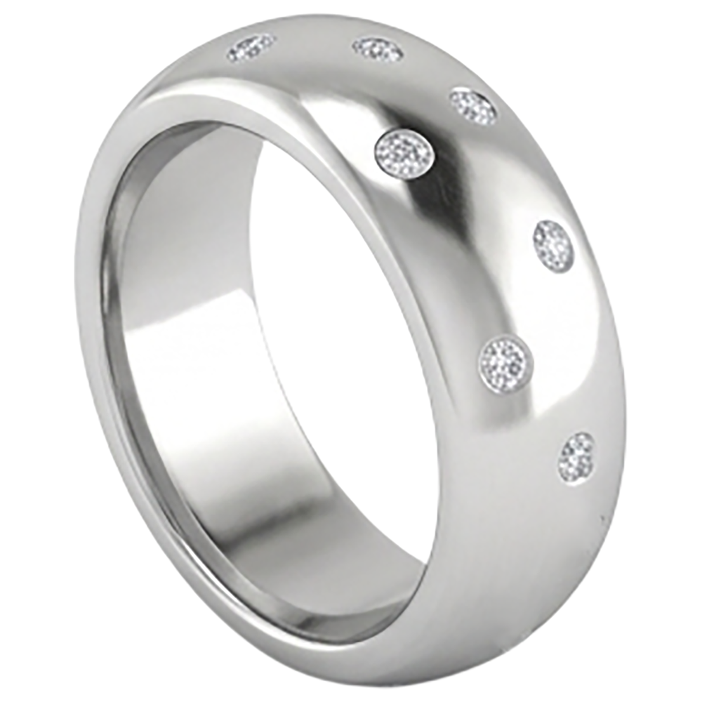 Gypsy Set Runder Echt Aus der Erde Abgebauter Natürlicher Diamantring 0.90 Karat Weißgold 14K Herrenring