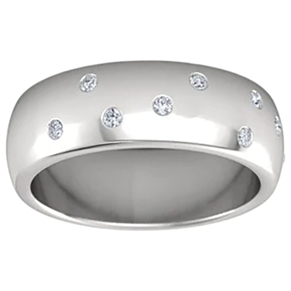 Gypsy Set Runder Echt Aus der Erde Abgebauter Natürlicher Diamantring 0.90 Karat Weißgold 14K Herrenring