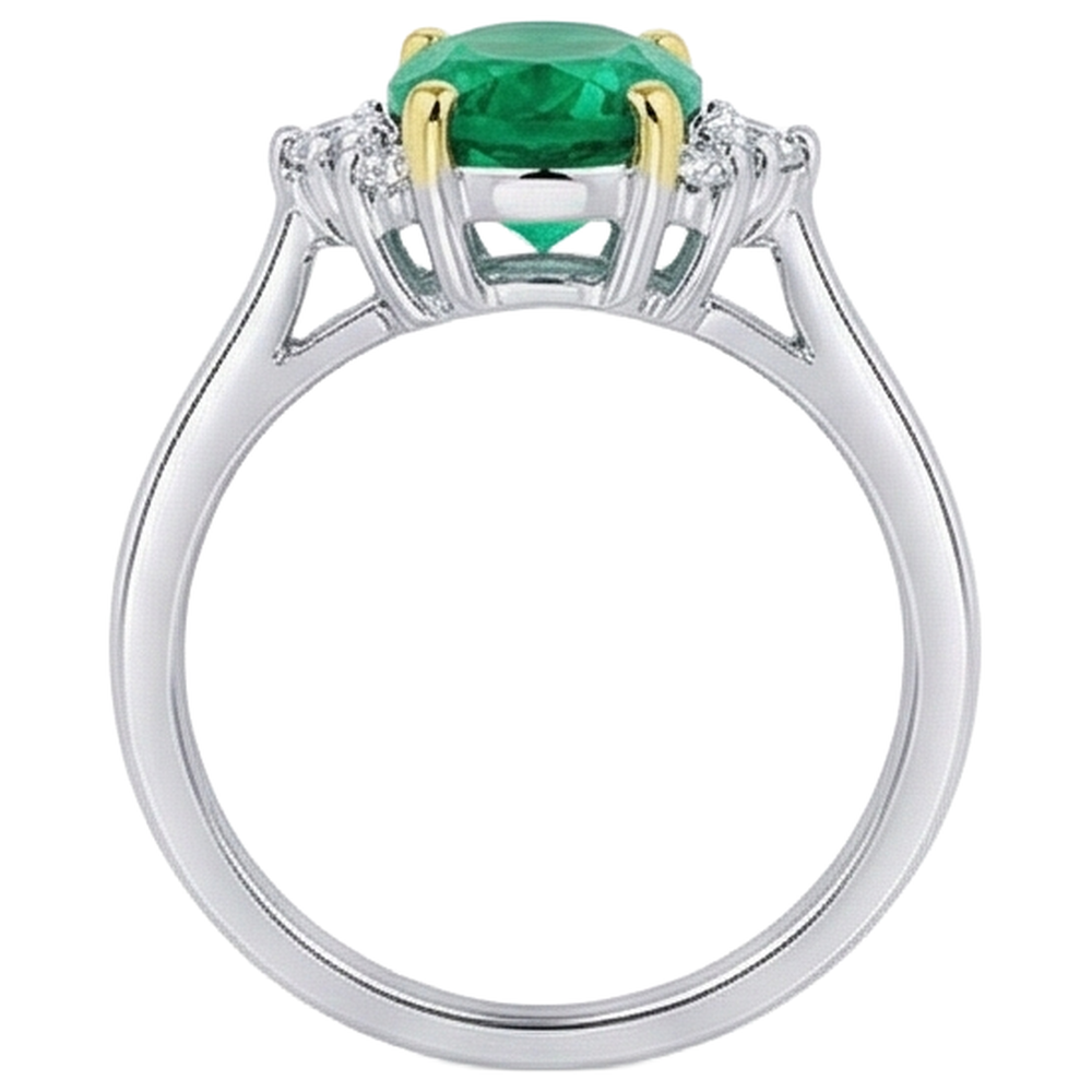 Erdgewonnener Smaragd Edelstein-Ring 2,50 Karat Bicolor 14K Gold – Draufsicht