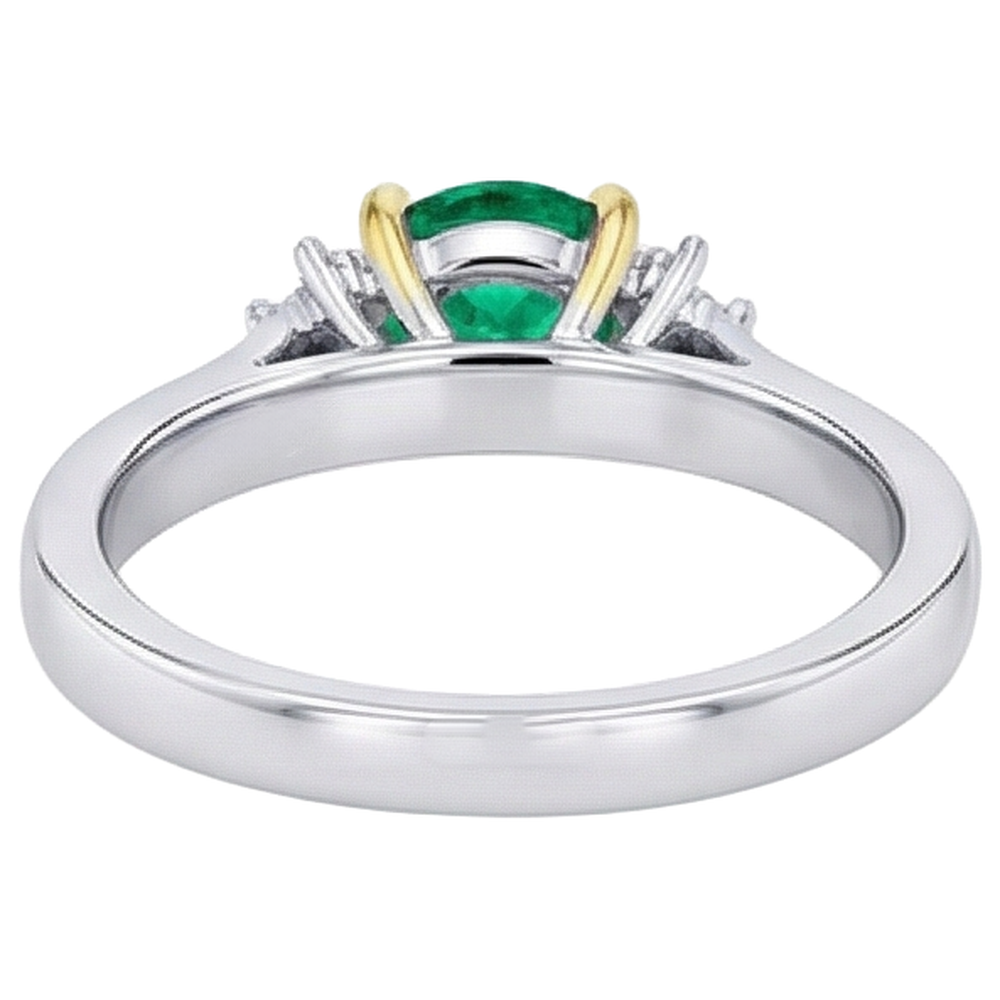 Oval Smaragd Ring in Bicolor 14K Gold – Rückansicht