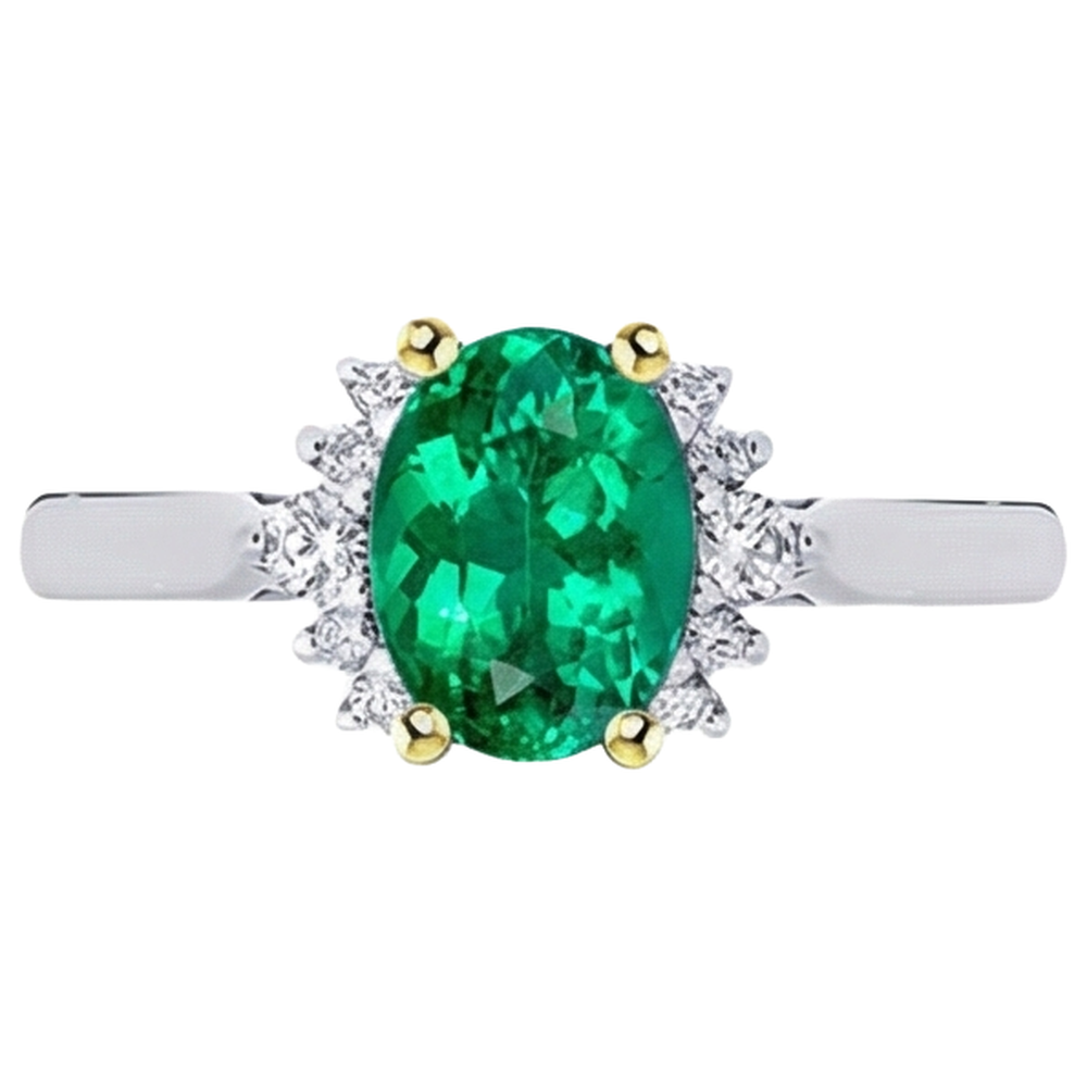 Erdgewonnener Smaragd Edelstein-Ring – Profilansicht