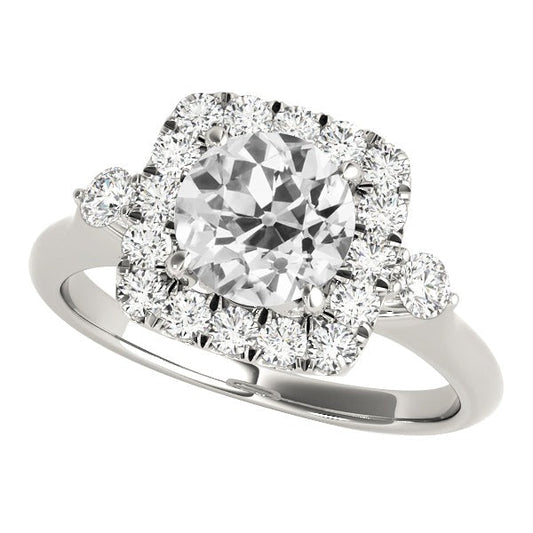 Halo 3 Stone Style Ring Old Cut Runden Echt Diamants 5.50 Karat