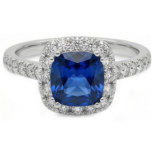 echter round saphir 3.90Karat ring Detailansicht