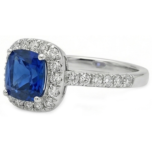 echter round saphir 3.90Karat ring Seitenansicht