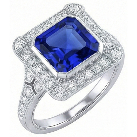 echter asscher diamant 4Karat ring Vorderansicht