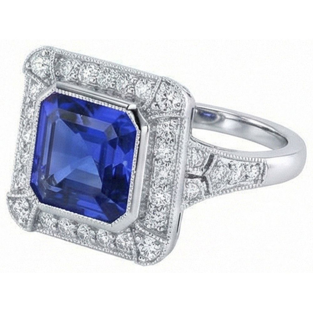 echter asscher diamant 4Karat ring Detailansicht