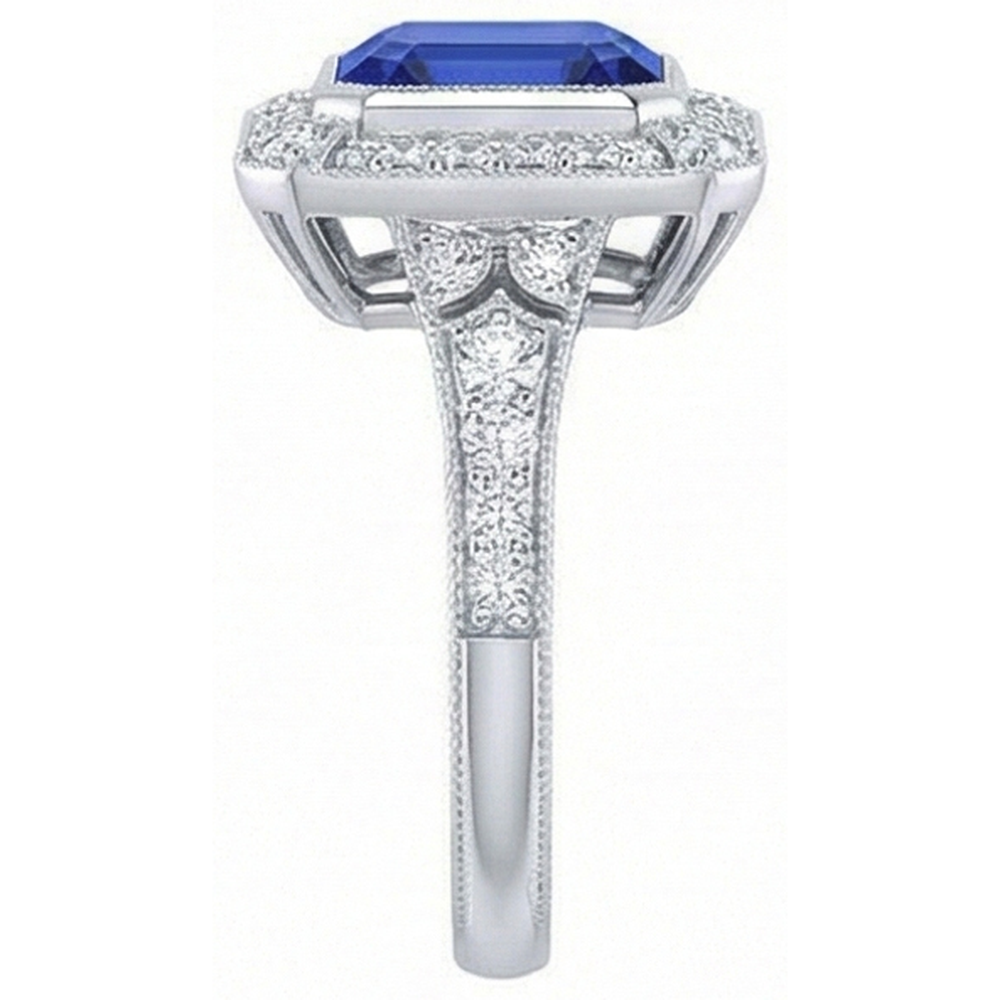 echter asscher diamant 4Karat ring Draufsicht