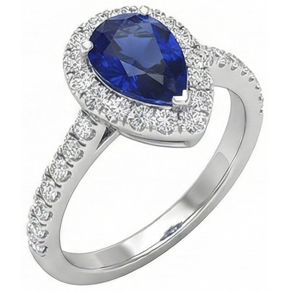 Halo Aus der Erde Abgebauter Natürlicher Diamant Sri Lanka Blauer Saphir Ring 2,75 Karat