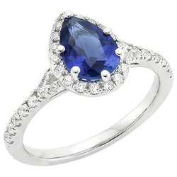 Halo Aus der Erde Abgebauter Natürlicher Diamantring Birnenschliff blauer Saphir Edelstein Schmuck 5,25 Karat