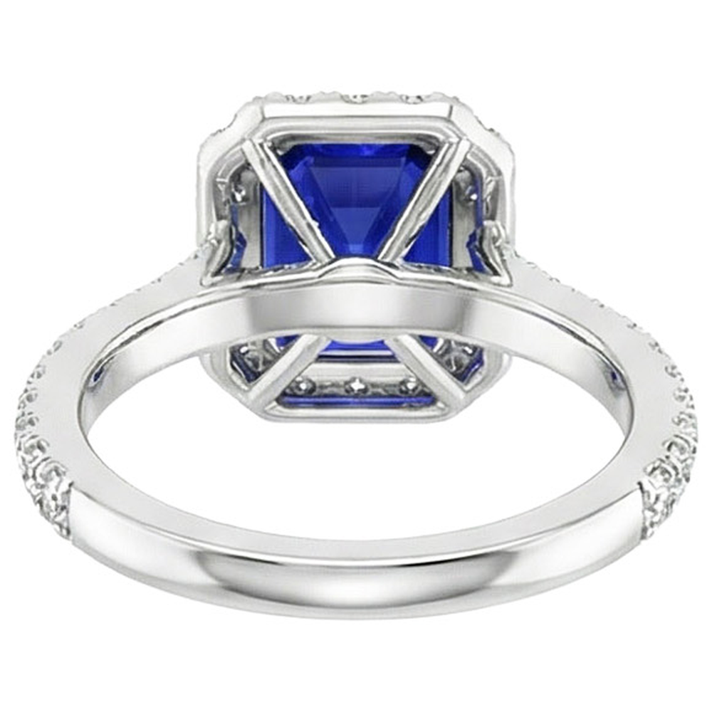 echter asscher saphir 10.25Karat ring auf Weiß