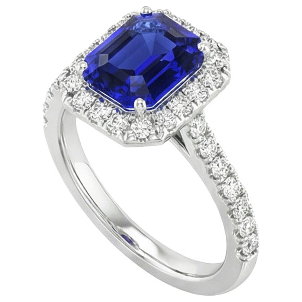 echter asscher saphir 10.25Karat ring Detailansicht