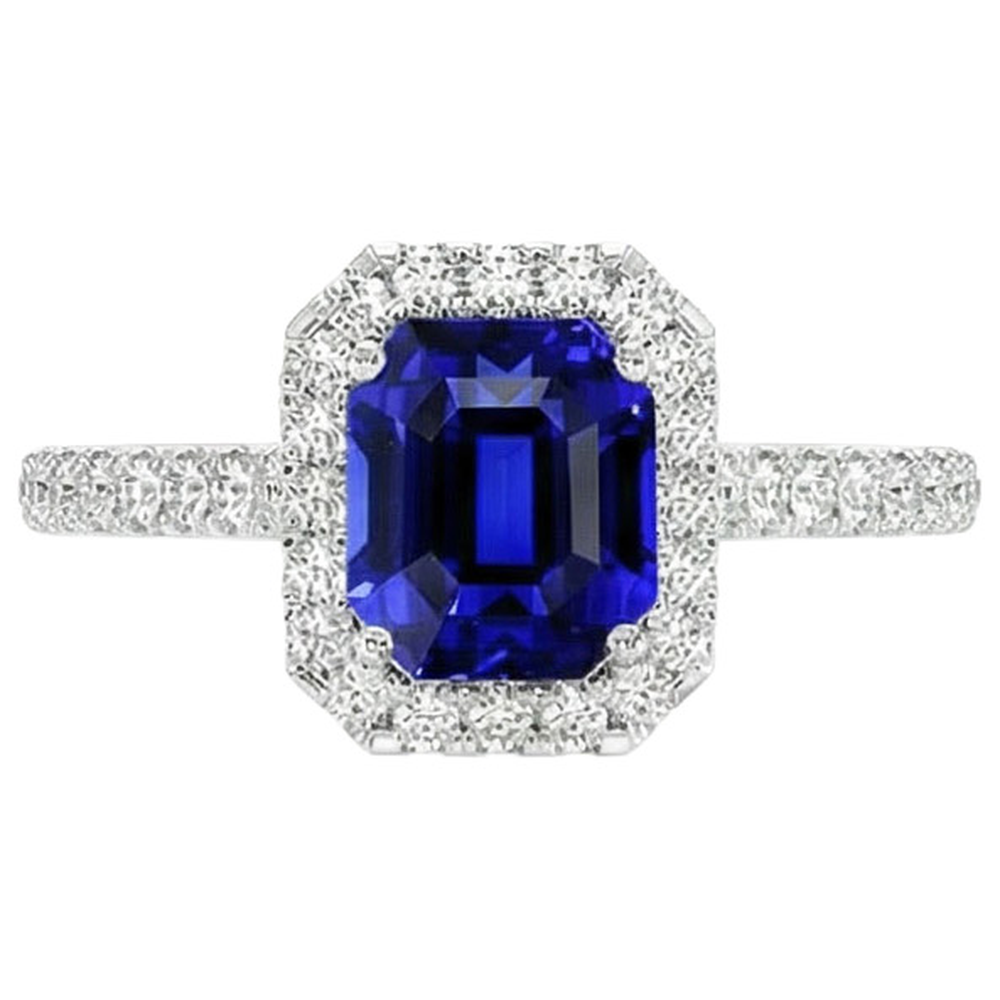 echter asscher saphir 10.25Karat ring Seitenansicht