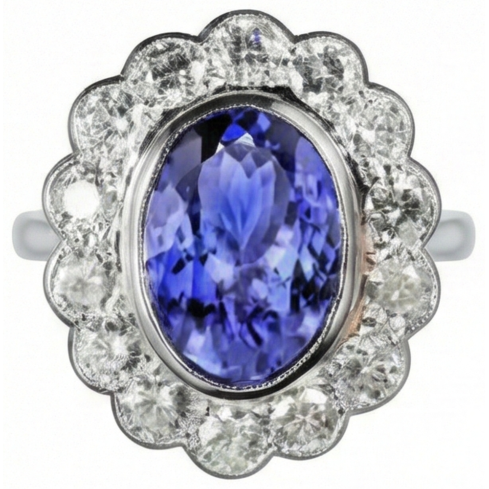 echter oval tansanit 12Karat ring Seitenansicht