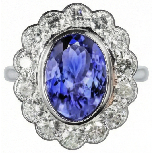 echter oval tansanit 12Karat ring Seitenansicht