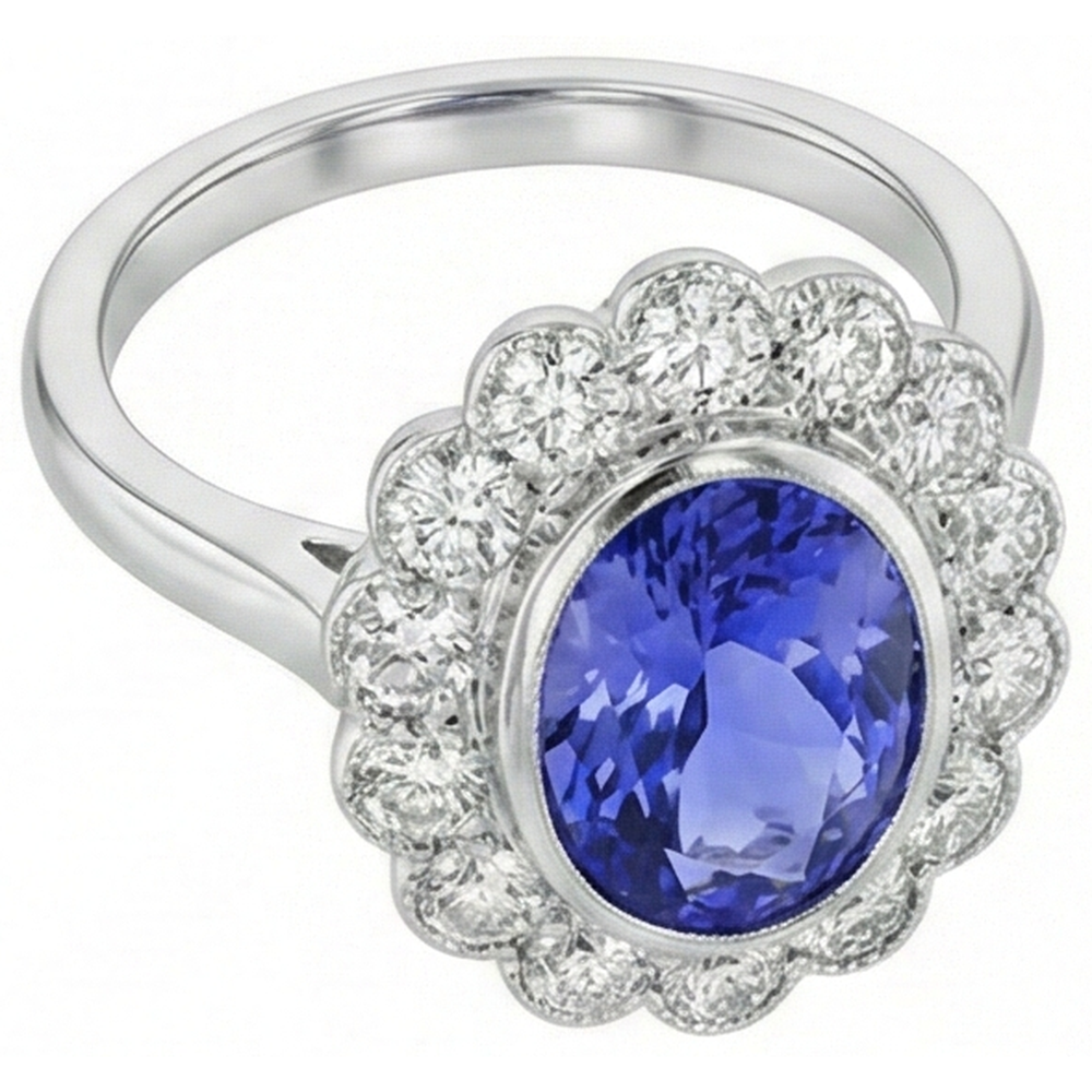 echter oval tansanit 12Karat ring Detailansicht