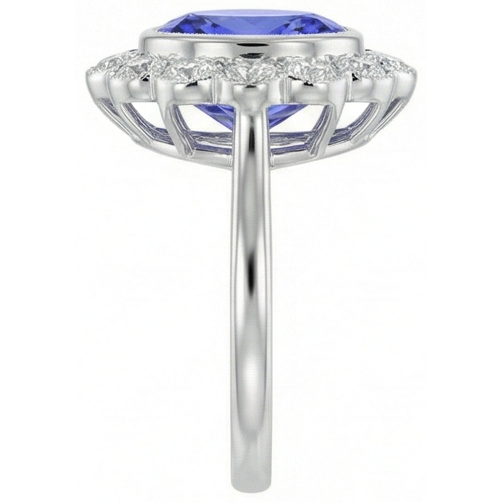 echter oval tansanit 12Karat ring Profilansicht