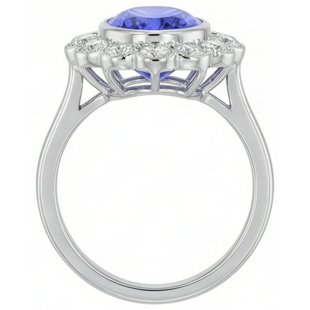echter oval tansanit 12Karat ring auf Weiß