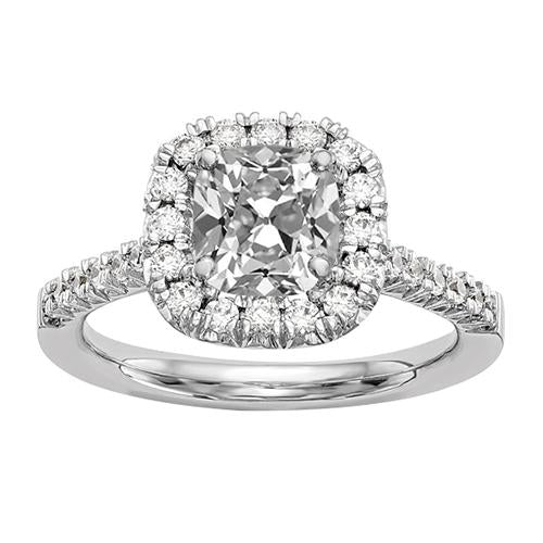 Halo Cushion Altschliff Echt Diamant-Verlobungsring mit Akzenten 5.25 Karat