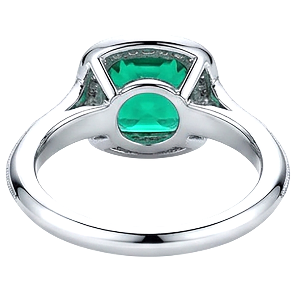 Kissen-Schliff Smaragd Ring in Zweifarbiges 14K Gold – Rückansicht