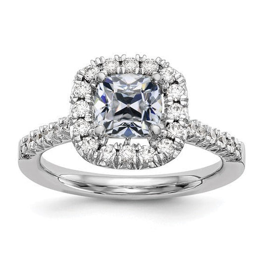 Halo Cushion Old Mine Cut Echt Diamant Ring Fischschwanz Set 3.70 Karat