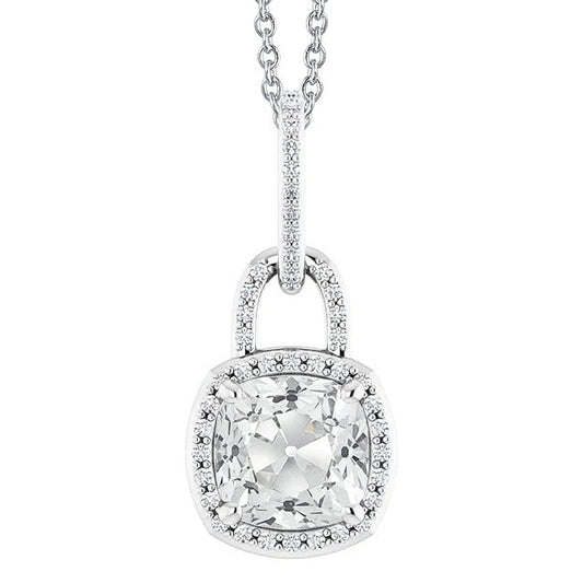 Halo Cushion Old Miner Natürlich Diamond Lock Anhänger mit Kette 6.50 Karat