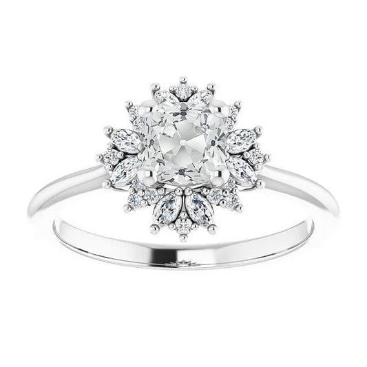 Halo Cushion alter Bergmann Echt Diamant Ring Star Style 5 Karat Goldschmuck