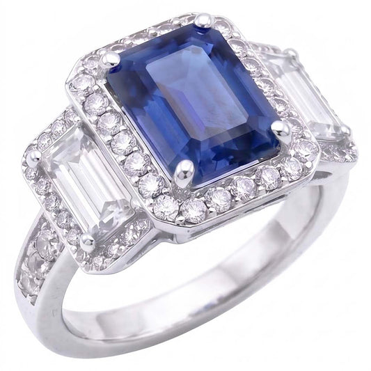 Halo Diamonds Verlobungsring mit Saphir