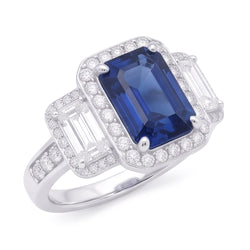 Halo Diamonds Verlobungsring mit Saphir