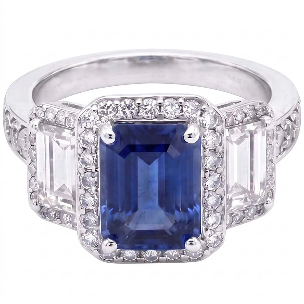 Halo Diamonds Verlobungsring mit Saphir
