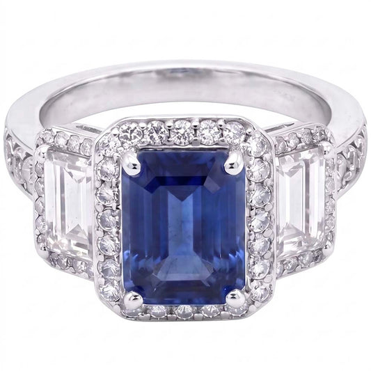 Halo Diamonds Verlobungsring mit Saphir