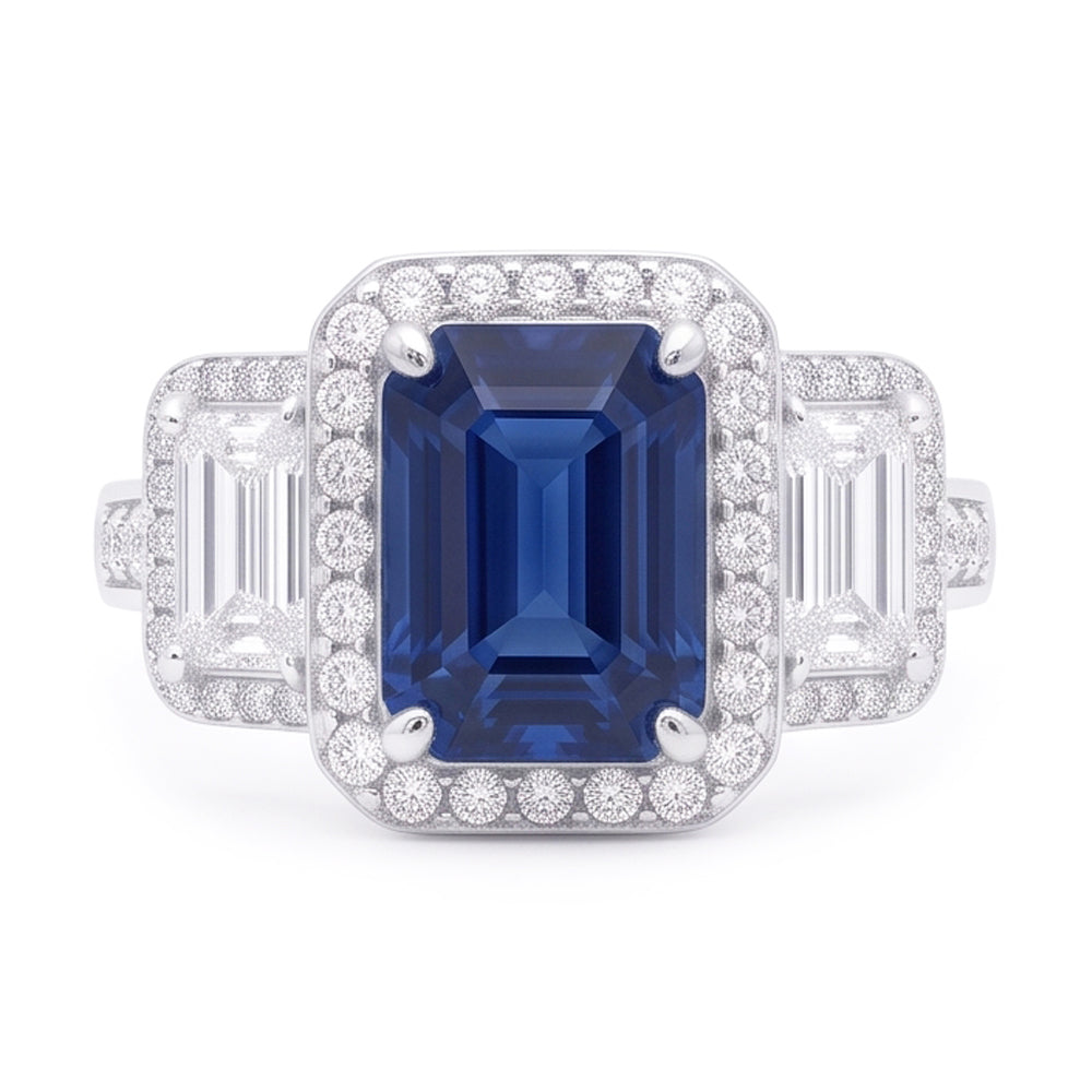 Halo Diamonds Verlobungsring mit Saphir