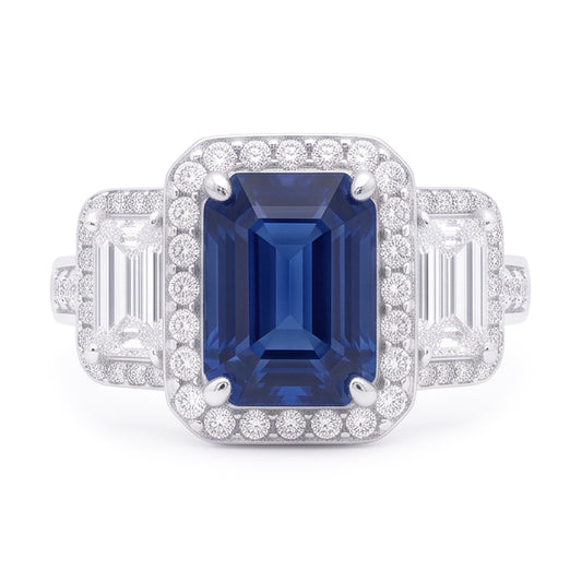 Halo Diamonds Verlobungsring mit Saphir