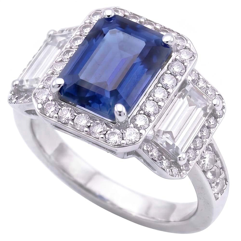 Halo Diamonds Verlobungsring mit Saphir