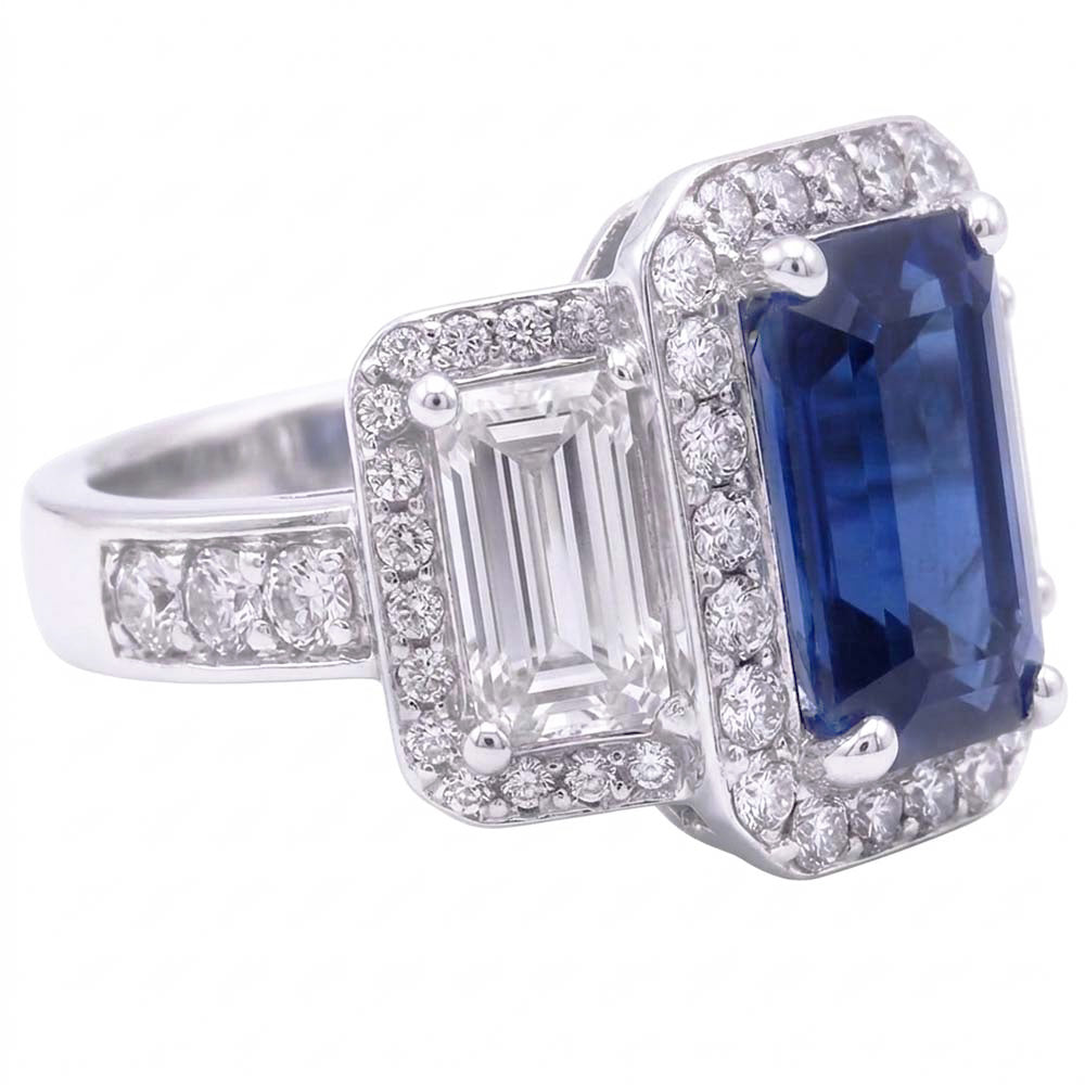 Halo Diamonds Verlobungsring mit Saphir