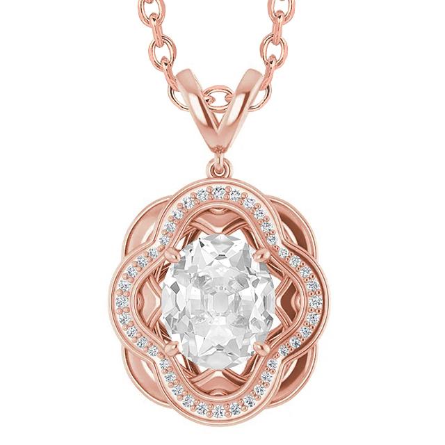 Halo Echt Diamant Anhänger Rund & Oval alter Bergmann 4 Karat Roségold 14K