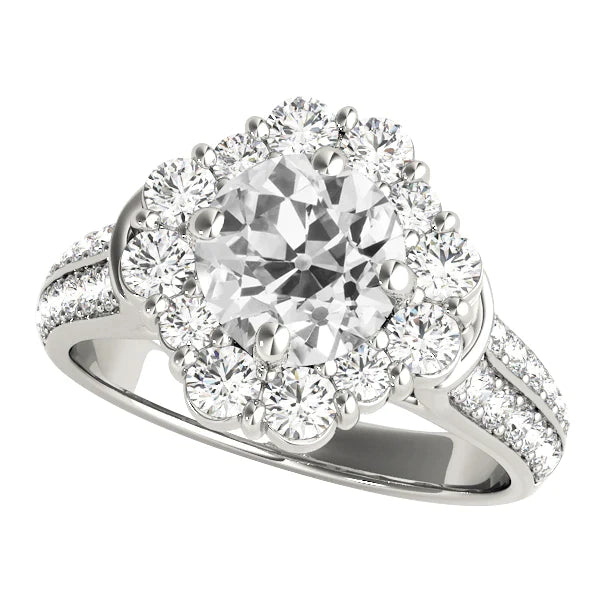 Halo Echt Diamant Jewelry Flower Style Gold Runder Altschliff Ring 5.50 Karat