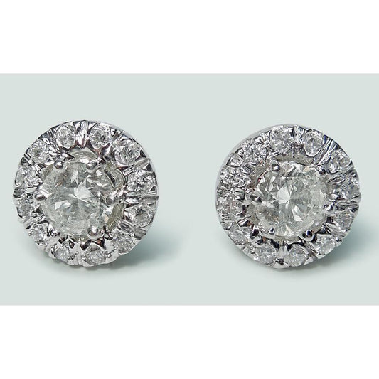 Halo Echt Diamant-Ohrstecker im Rundschliff 3.20 ct. Schmuck aus Weißgold