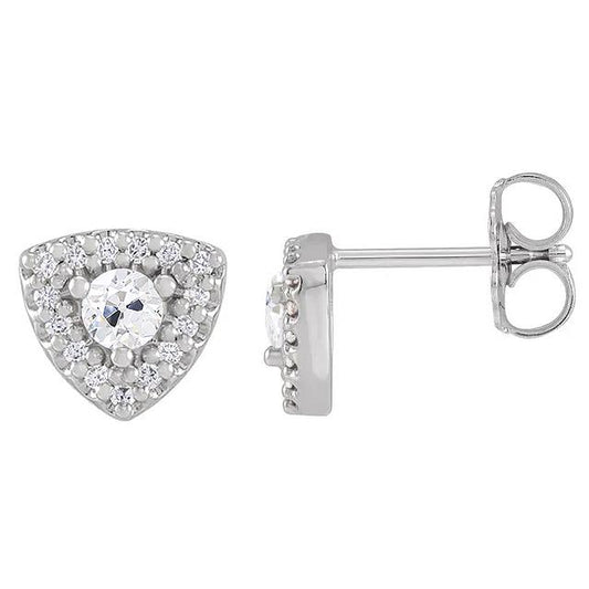 Halo Echt Diamant Stud Old Cut Ohrringe 4.50 Karat Dreiecksförmiger Schmuck