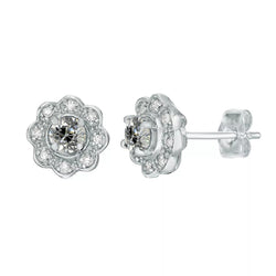 Halo Echt Diamant Studs Flower Style Old Cut Ohrringe 4 Karat Push Backs